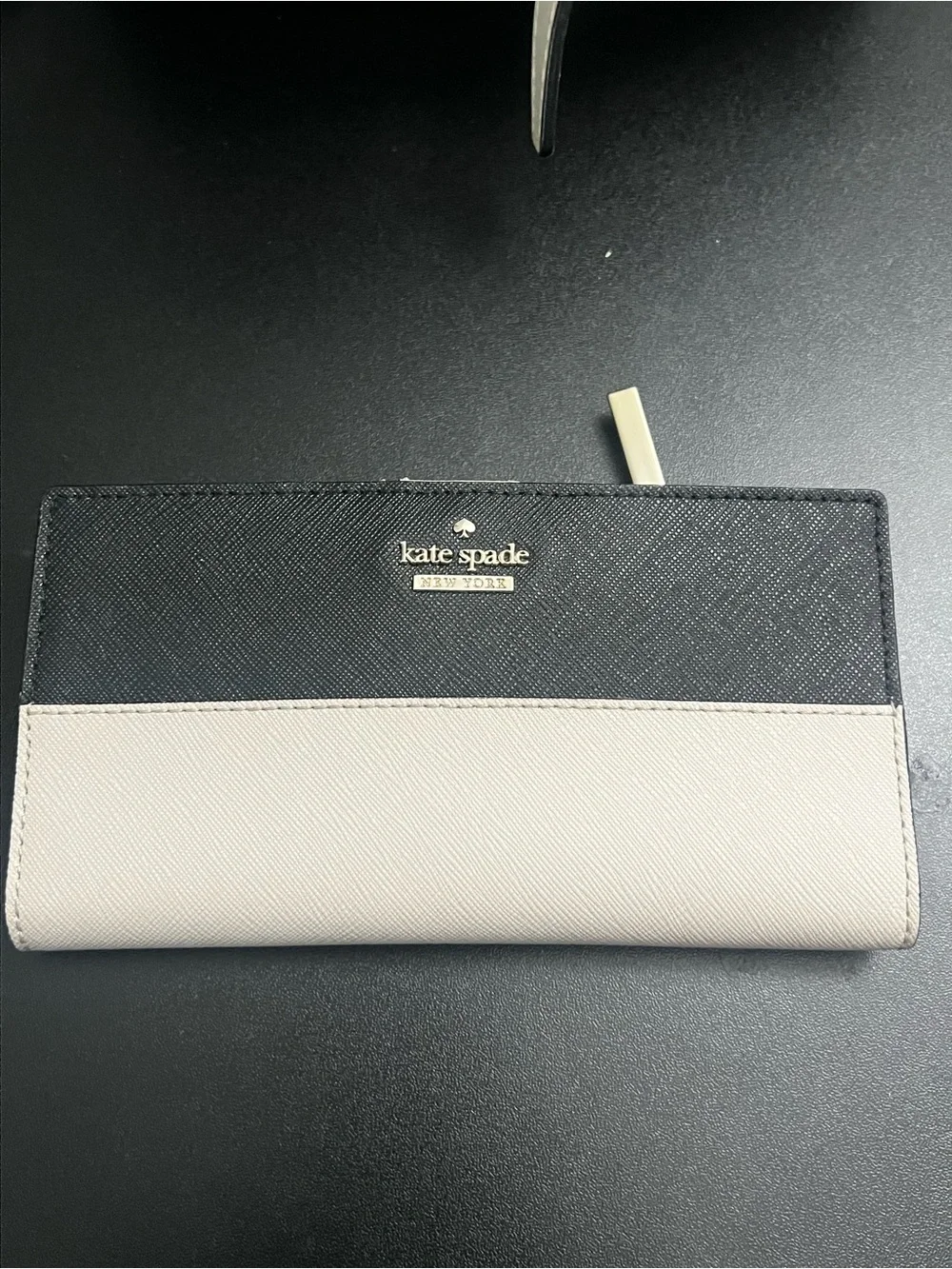 kate spade Black and Cream Leather Bi-Color Satchel with Matching Wallet